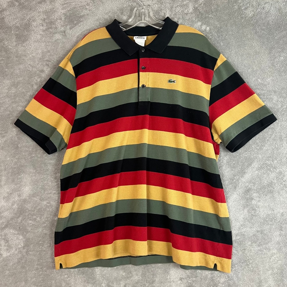 Lacoste‎ Polo Shirt Mens 9 Striped Classic Preppy Croc Logo France